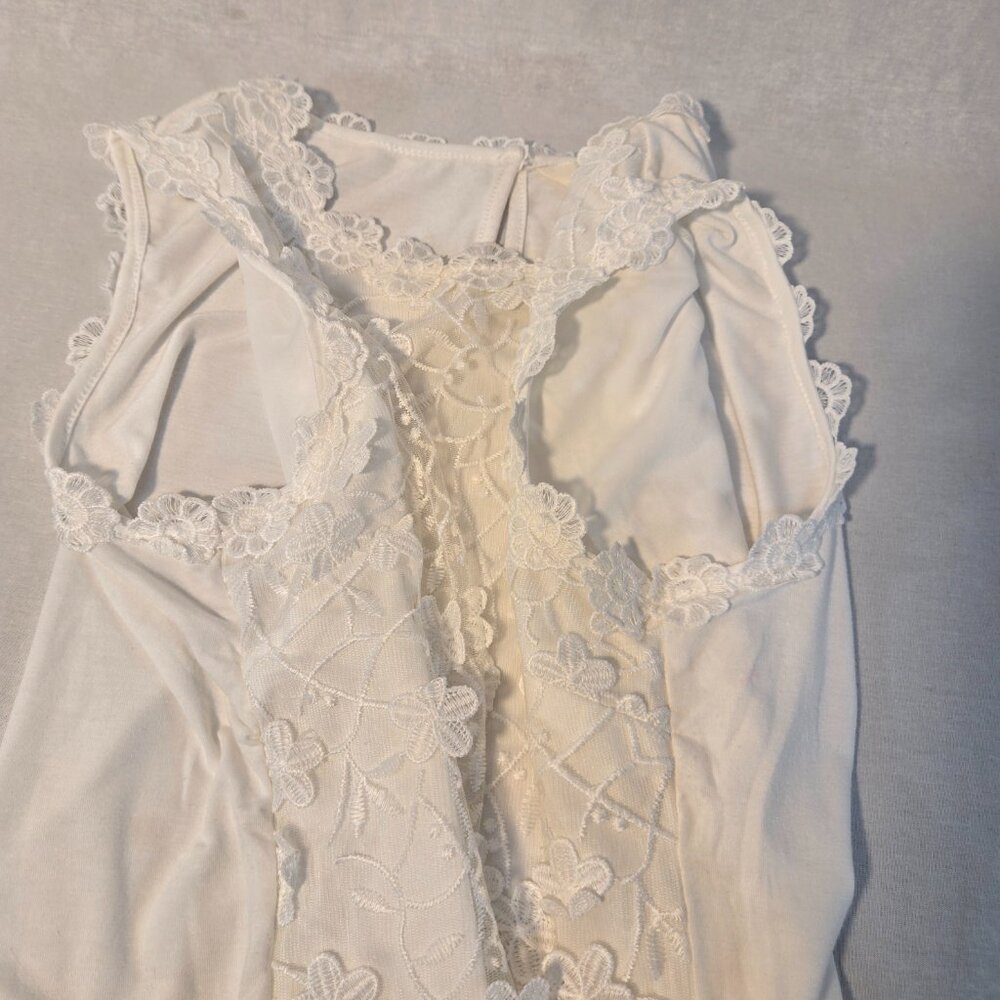 ADIVA Cottagecore Fairy White Lace Embroidered Floral Tank Top Size L New NO Tag - Picture 10 of 16